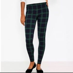 LOFT Dark Green Navy Plaid Ponte Leggings